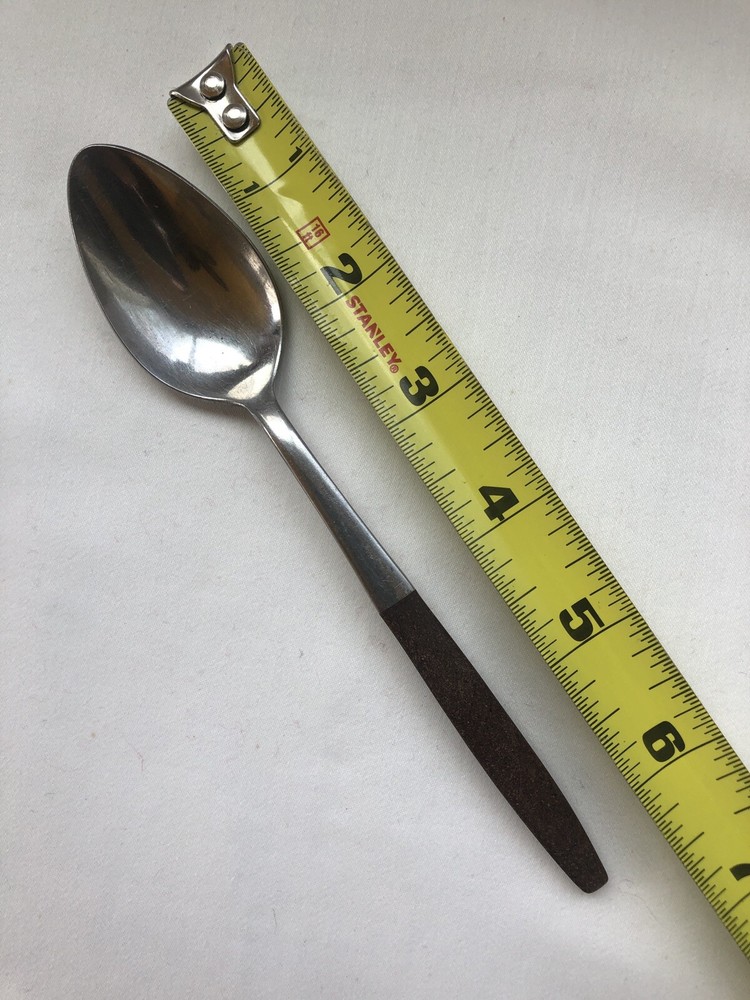 Interpur Royal Elegance Teaspoon MCM Wood Handle Stainless Flatware