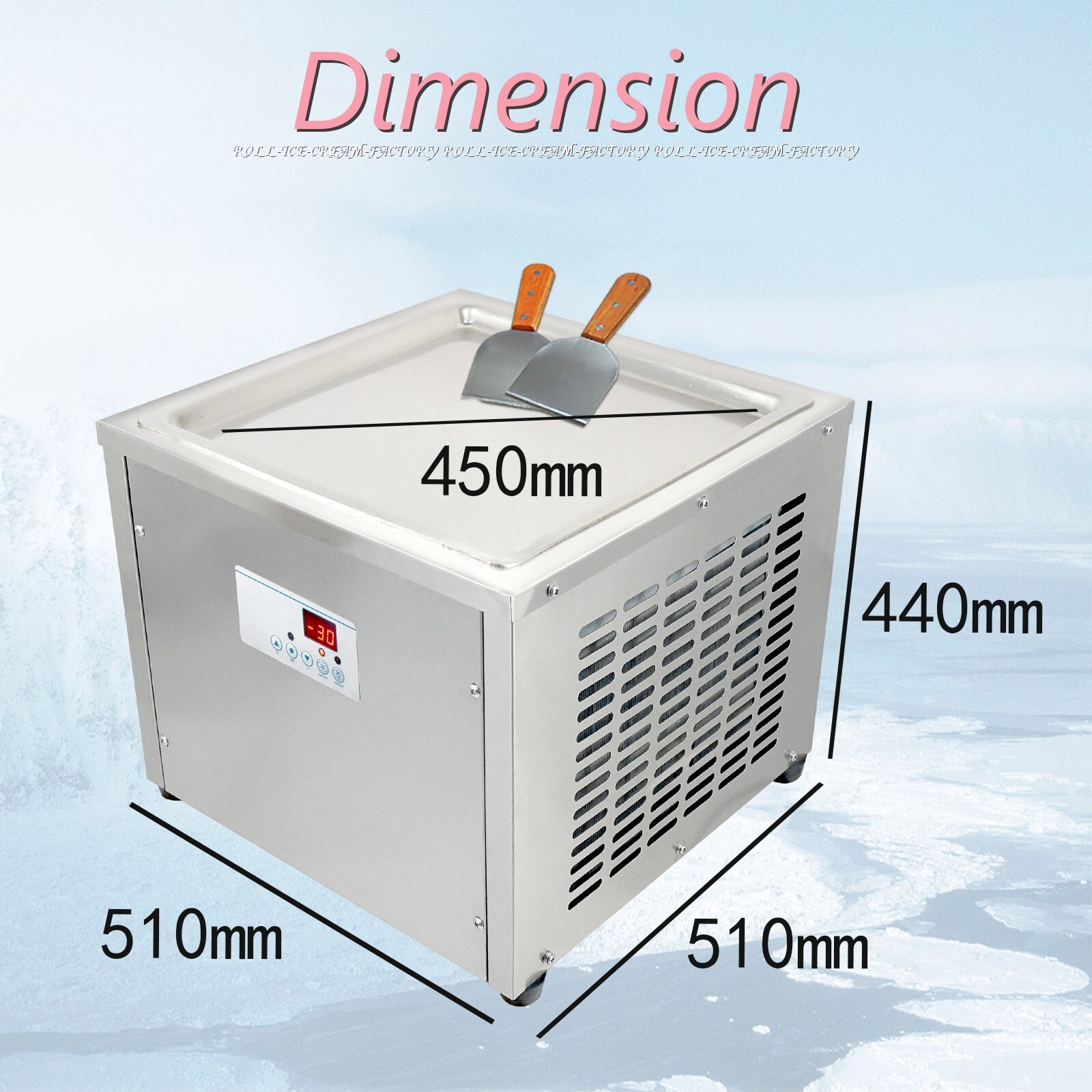 Kolice commercial countertop 18"X18" single square pan fried ice cream machine