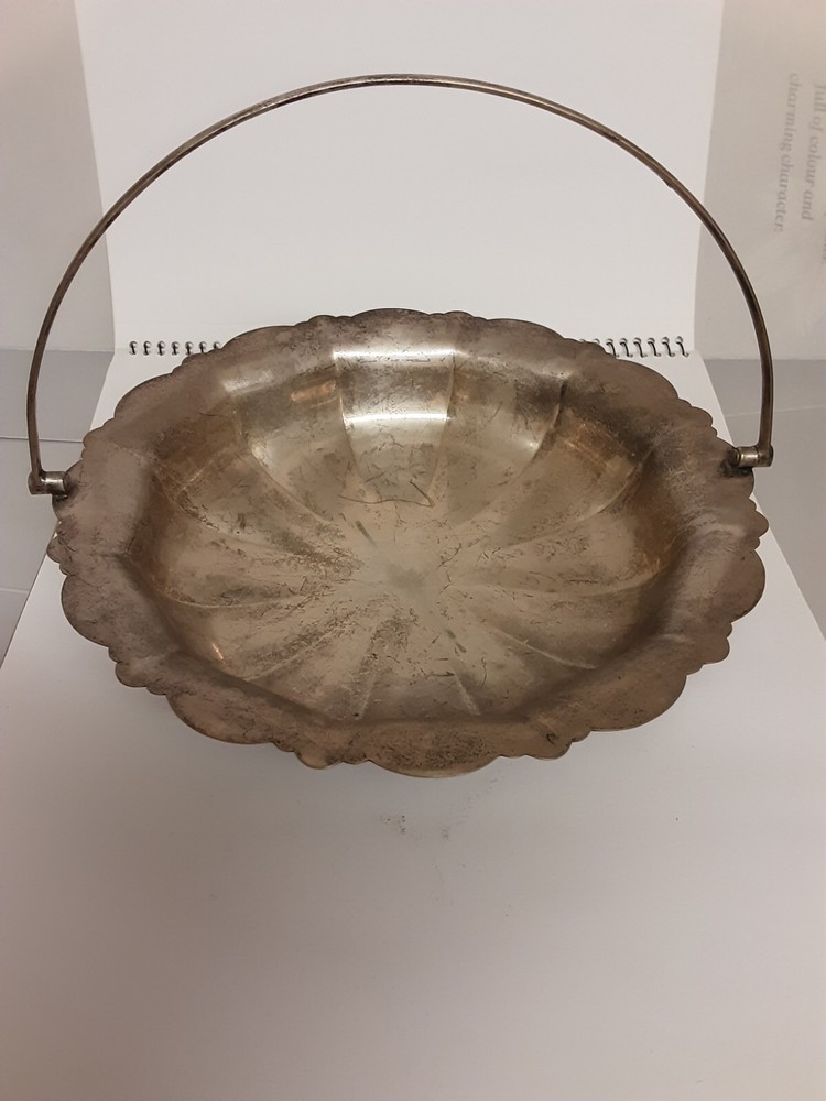 Silver Plated Serving Bowl Bread Sweets With Handle A/F