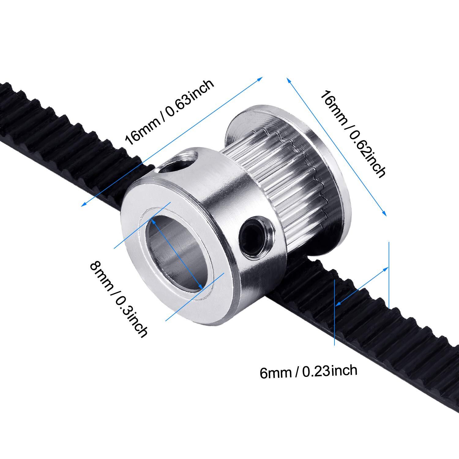 27 Pieces GT2 Timing Belt Pulley Include 8 Timing Belt 6 mm Width, 8 Pieces 20