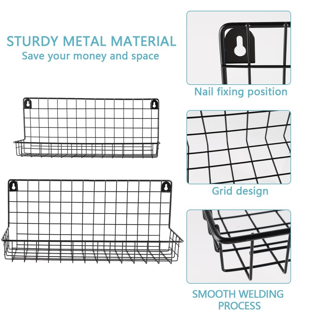 2 Pcs Hanging Wall Wire Baskets,Shower Caddy Shelf Organizer Rack,Wall Mounte...