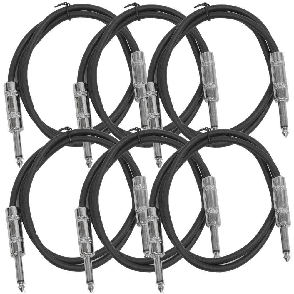 SASTSX3 6 Pack Black 3 Ft TS Patch Cables