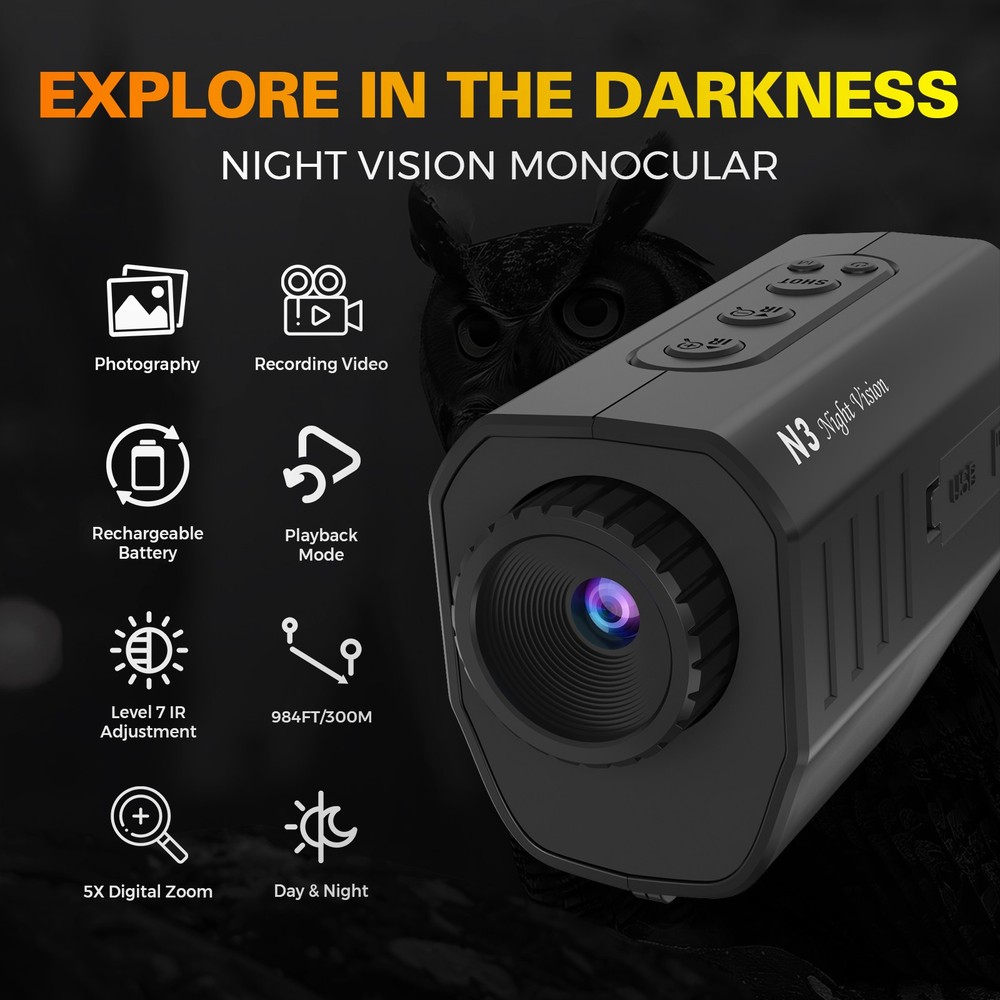 GTGUARD N3 Lightweight Handheld Portable Camera Night Vision Monocular Goggle US