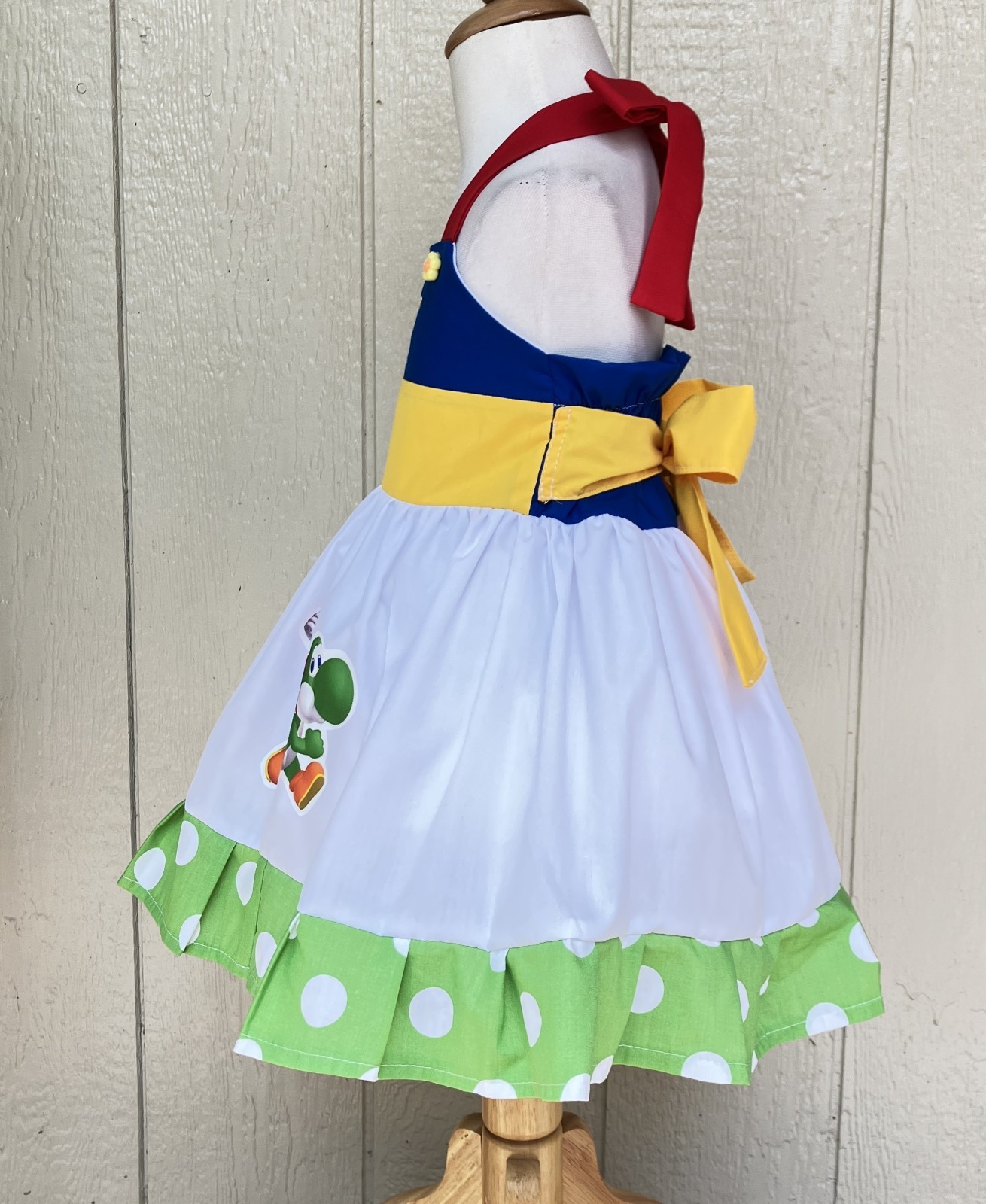 Super Mario And Yoshi Girls Toddler Fun Spring Summer Halter Dress