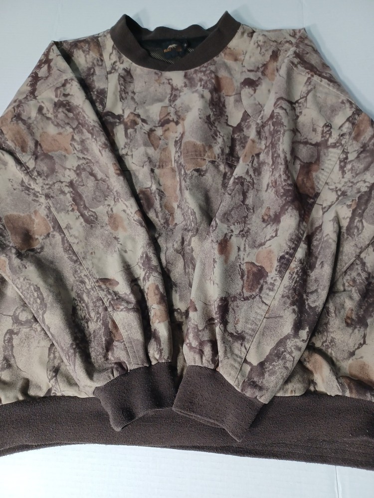 NATURAL GEAR CAMO PULLOVER LINED ZIPPERED POCKETS PADDED SHOULDERS - Size XL