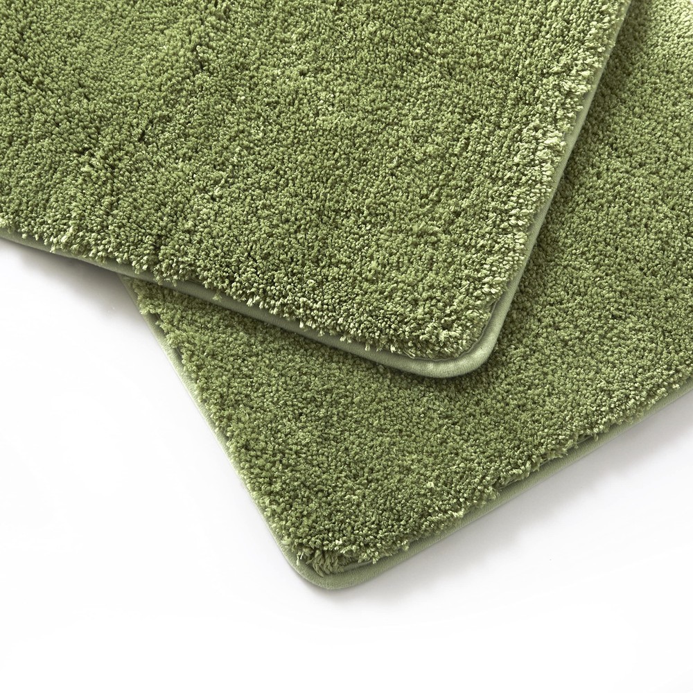 2 Piece Solid Microfiber Soft Bathroom Rug Set Non-Slip TPR Backing