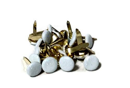 White Glitter Round Brads Bulk 25pc Paper Fasteners