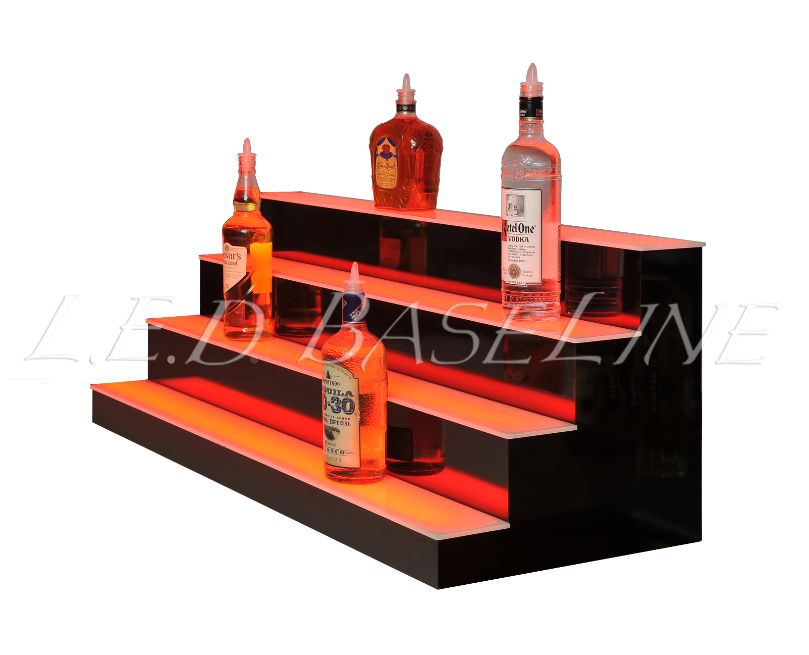 56"  4 Step Shelving Glass Liquor Bottle Display
