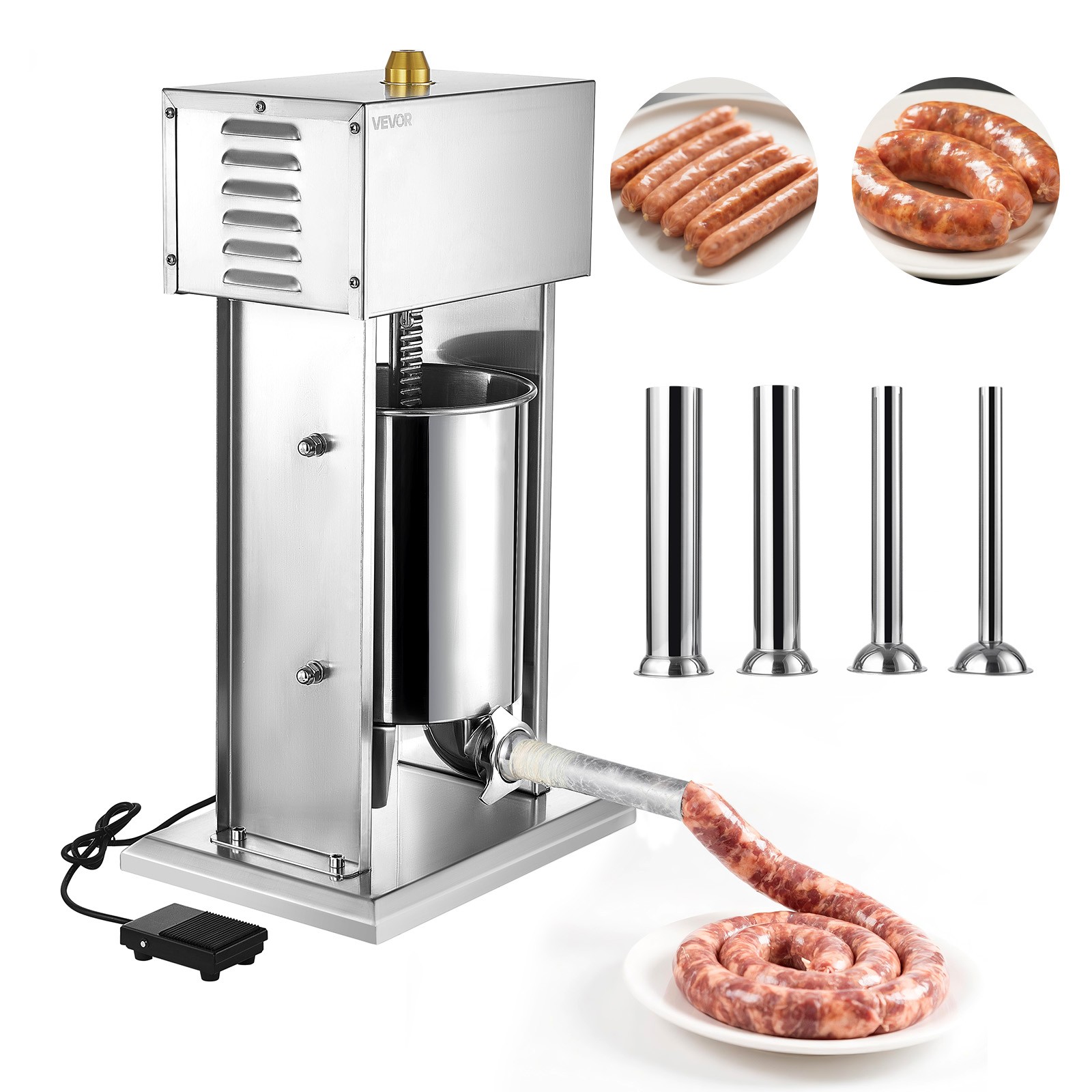 VEVOR Electric Sausage Stuffer 22 LBS / 10 L with 4 Tubes for Commercial & Home