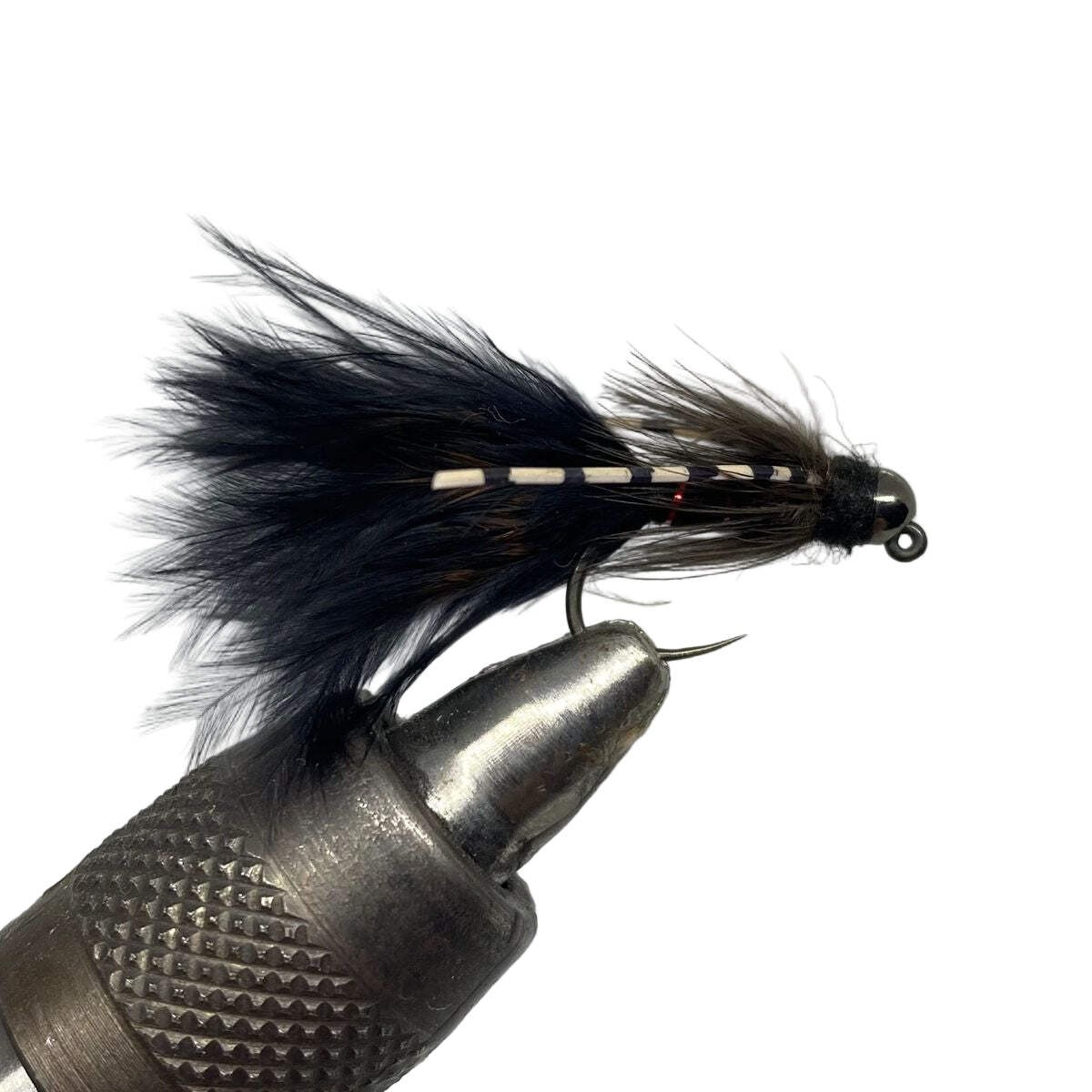 Six (6) Tungsten Beadhead Jig Bugger Black Streamer- Strike Fly Company