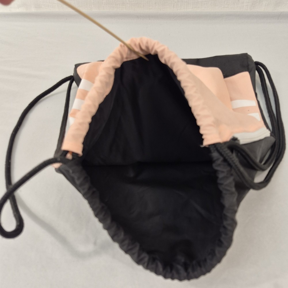 Adidas Peach Black Drawstring Sackpack Backpack Gym Bag