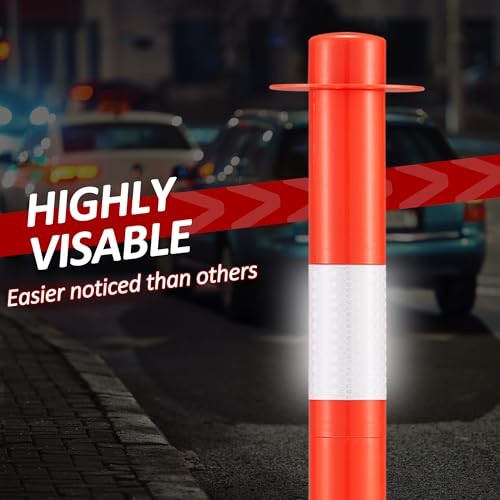 2 Pack 34 Inch Traffic Delineator Post with Reflective Collar 2PCS Orange