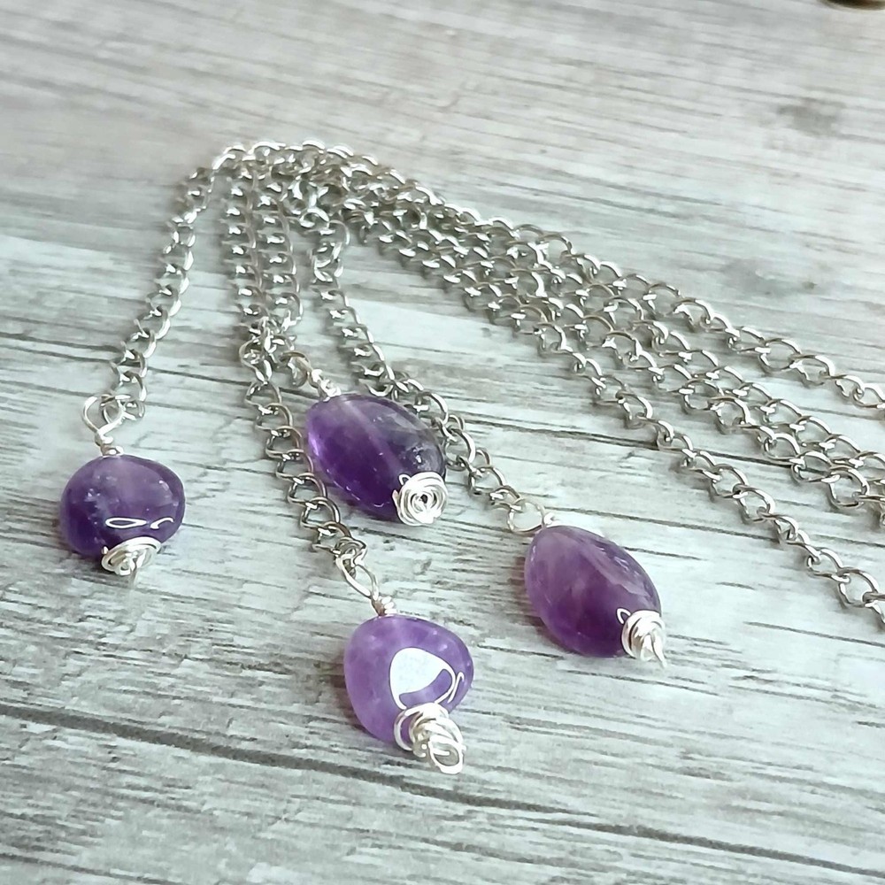 Dowsing Crystal Pendulum, Aura Amethyst Beaded Pendulum, Divination, 9" 1 Piece