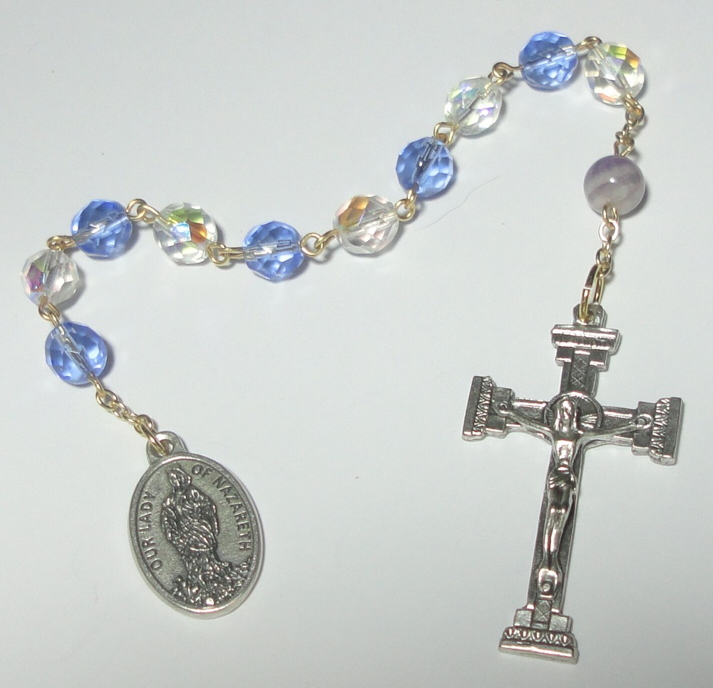 Handmade in the USA Our Lady of Nazareth Single Decade Rosary w/ Amethyst Pater