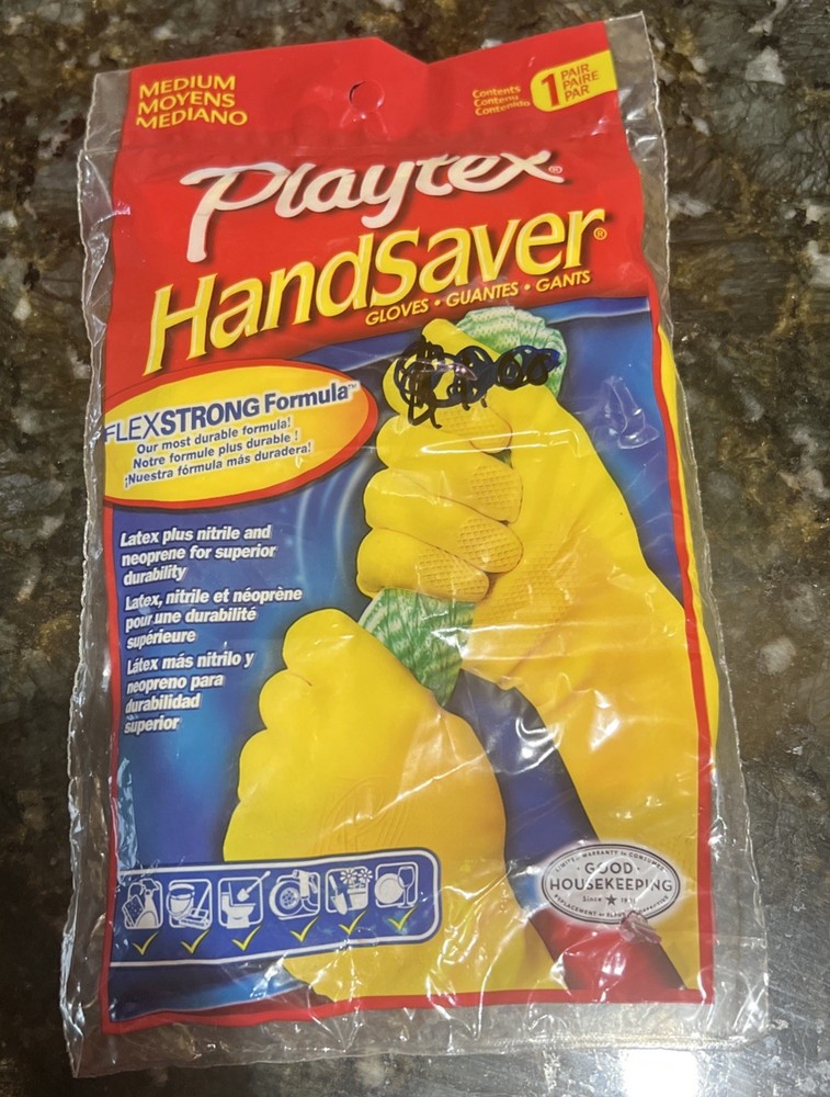 1 PrPlaytex Handsaver Gloves FlexStrong Formula Yellow Medium