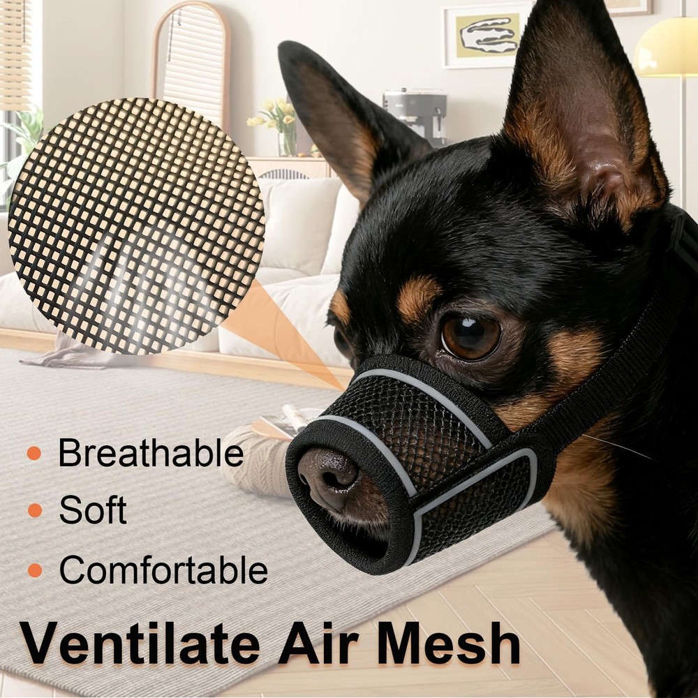 Dog Muzzle for Small, Medium, Large Breeds - Soft Mesh for Biting Training