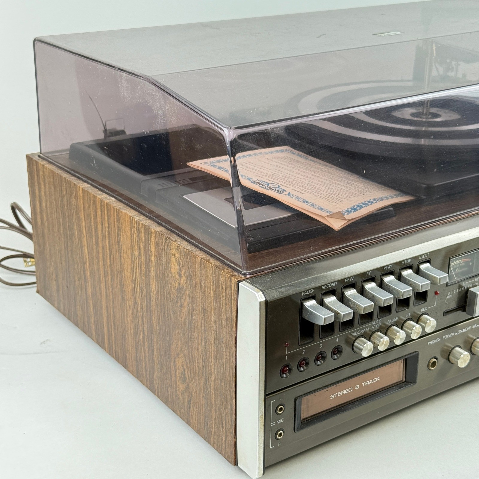 Emerson M 3000 Vintage Stereo System Turntable 8-Track Cassette AM/FM Receiver