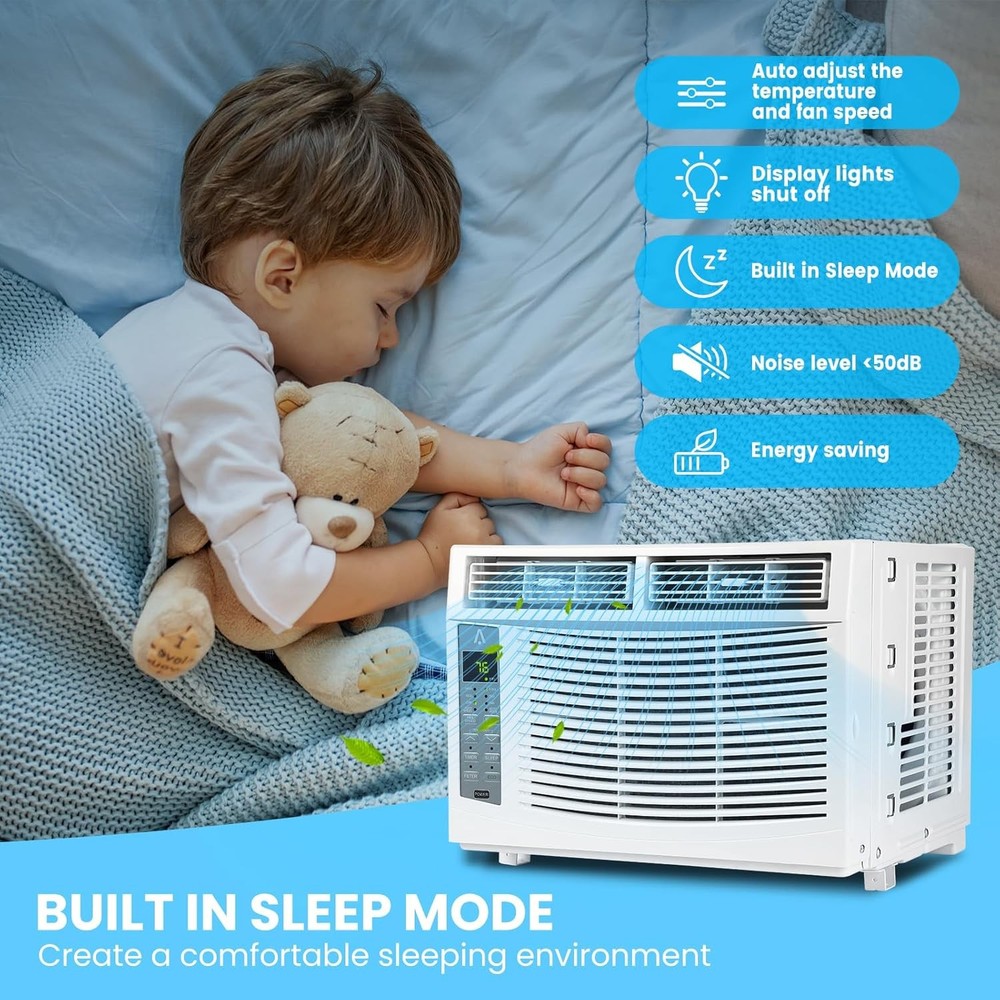 6000 BTU Window Air Conditioner AC Unit Fan Dehumidifier with Remote/App Control
