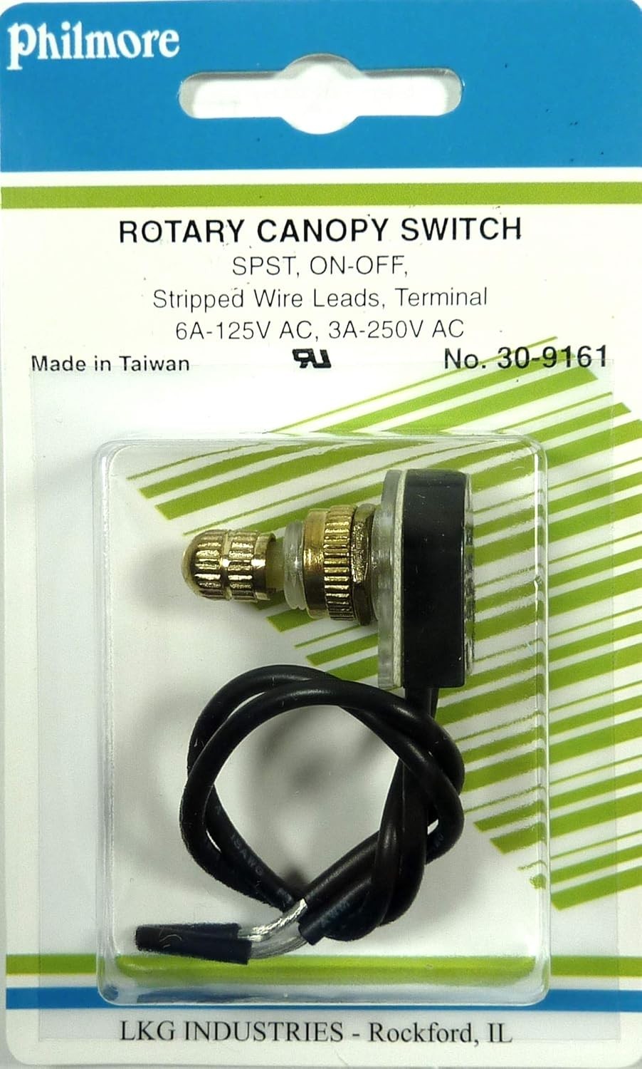 Philmore 30-9161 SPST ON-OFF Rotary Canopy Switch 6A@125V AC