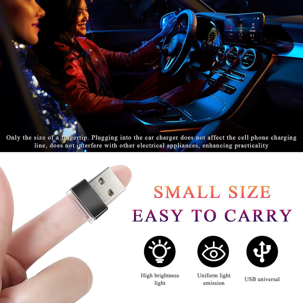 4 PCS USB LED Car Interior Atmosphere Lamp, Plug-In USB Interface Trunk Ambient