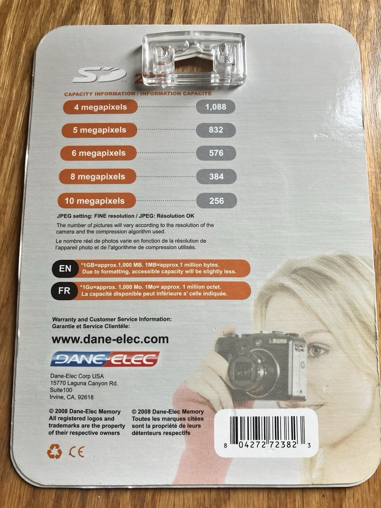 NEW Dane-Elec 2GB SD Camera Memory Card