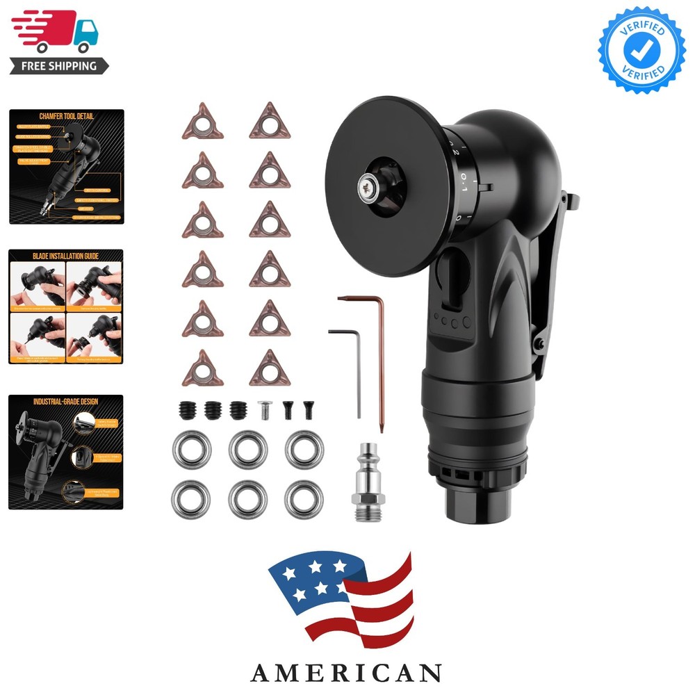 Pneumatic Chamfering Tool, Chamfer Tool with 6 C-Angle & 6 R-Angle Blades, Up...