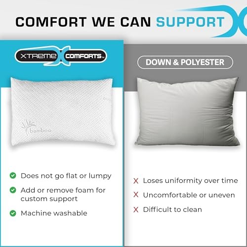 Bed Pillow for Sleeping | Shredded Memory Foam Pillows Adjustable Standard