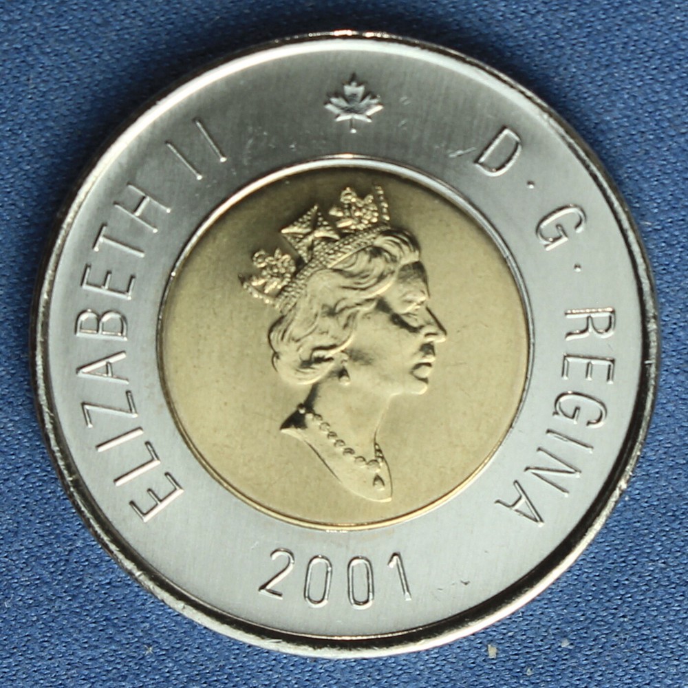 Canada 2001 Toonie 2$ from a Mint Roll (Normal Reverse)
