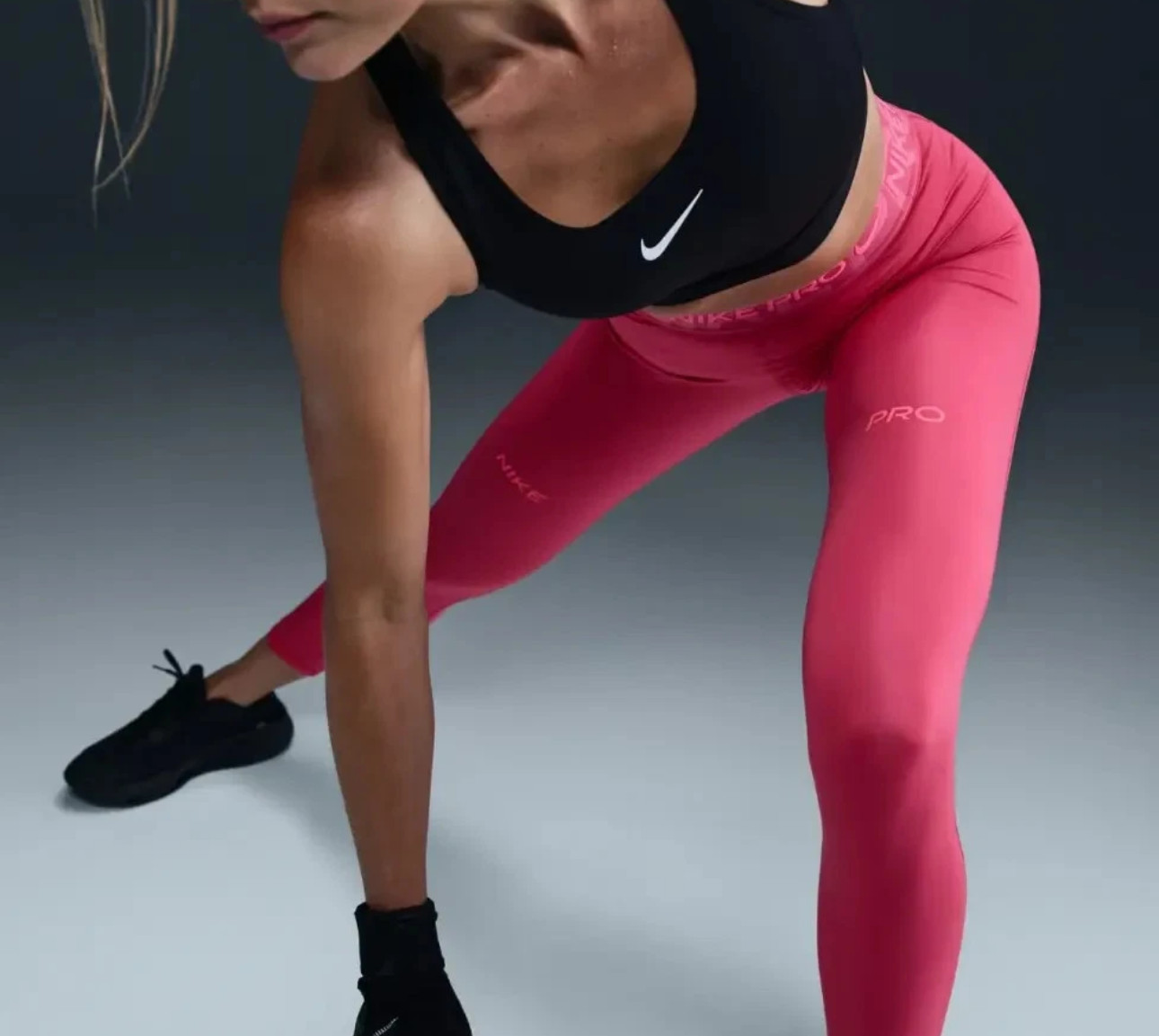 $65 NIKE PRO Women’s 7/8 Mid Rise Graphic Leggings-FV7397-Pink-Medium-New Tag