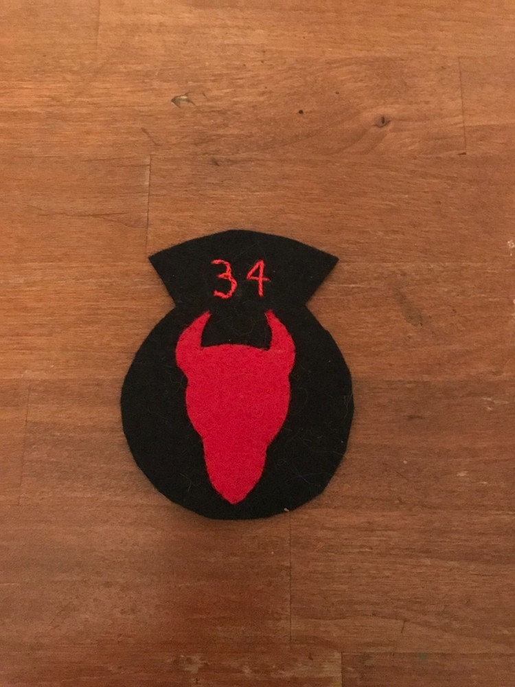 WWI US Army 34th Division Patch wool felt AEF