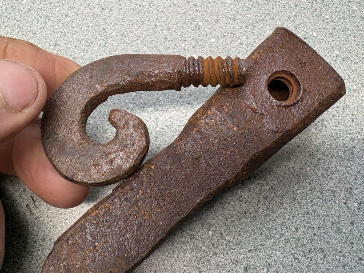 Antique Blacksmith Hand Forged Cage Head LARGE Brace Iron Tool Drill nice