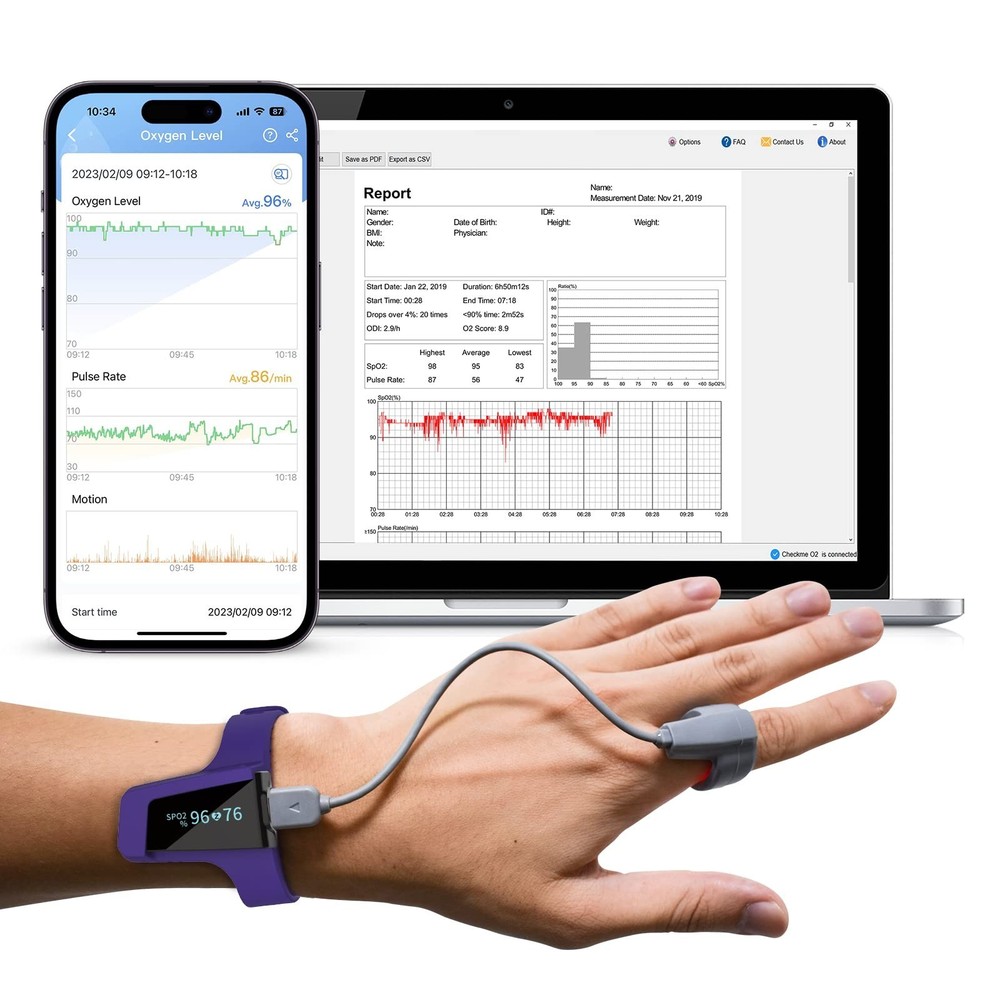 Sleep SPO2 Ring Sensor, O2 Ring Probe for CheckmeO2 Max, Visual Oxy, Oxiband ...