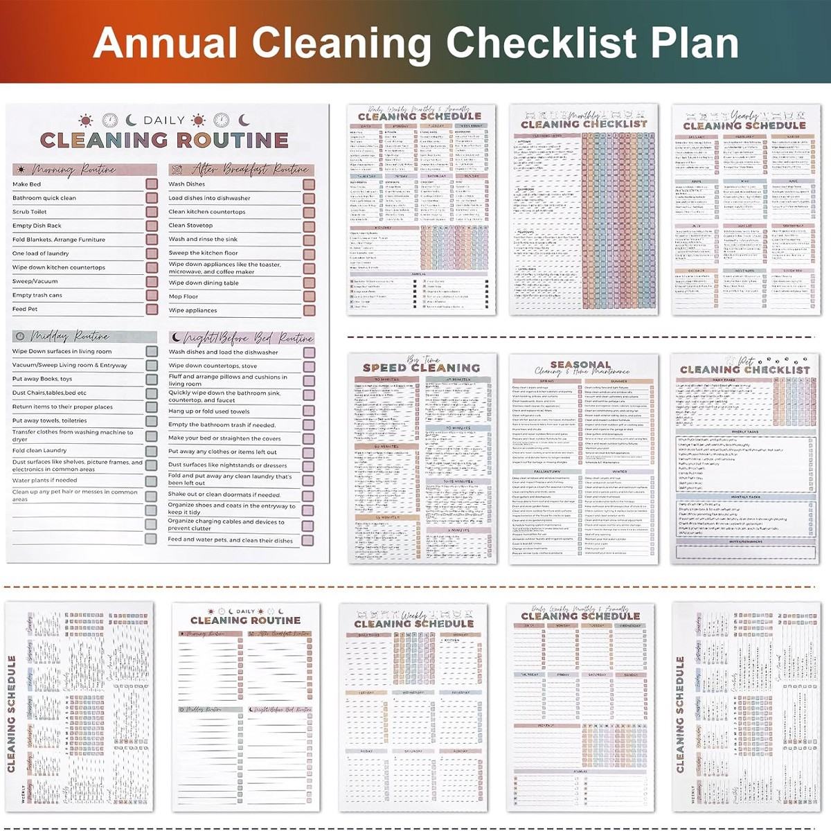 ADHD Cleaning Planner, Cleaning Schedule and Checklist, Undated Daily and Weekly