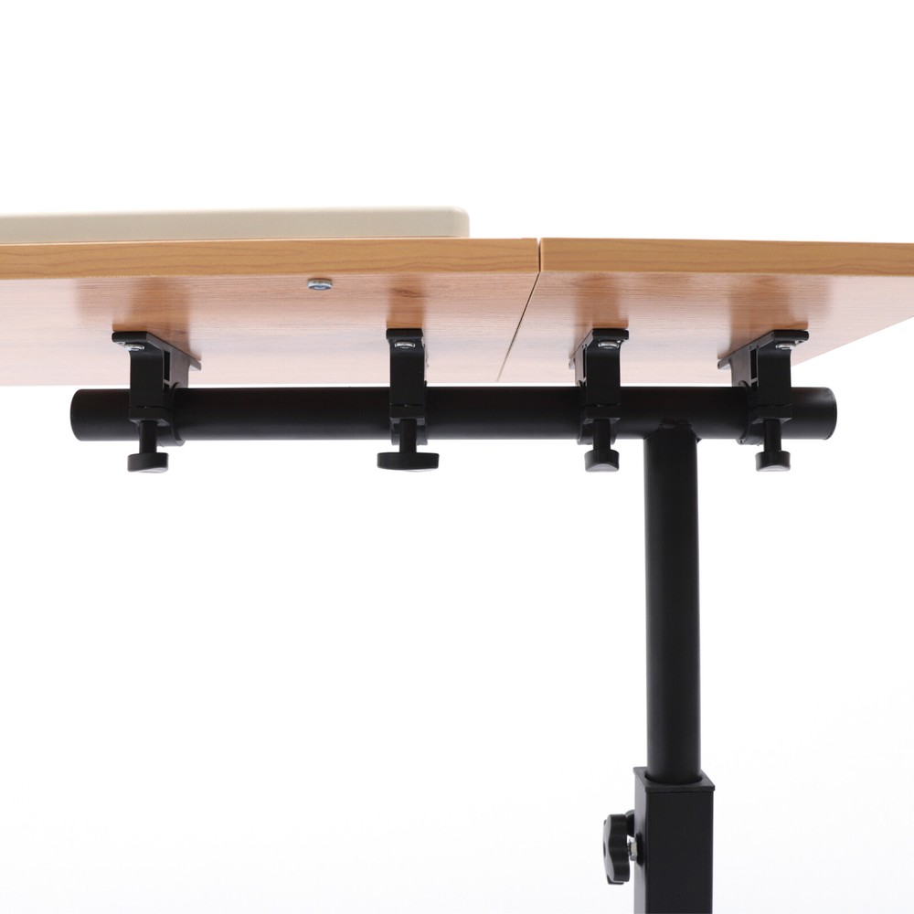 Adjustable Rolling Laptop Desk Mobile Computer Stand Bed Side Table Office Desk