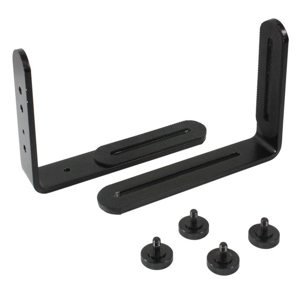 Aluminum Alloy 1/4" Thread Dual L-Shape Camera Flashlight Bracket Mount Holder
