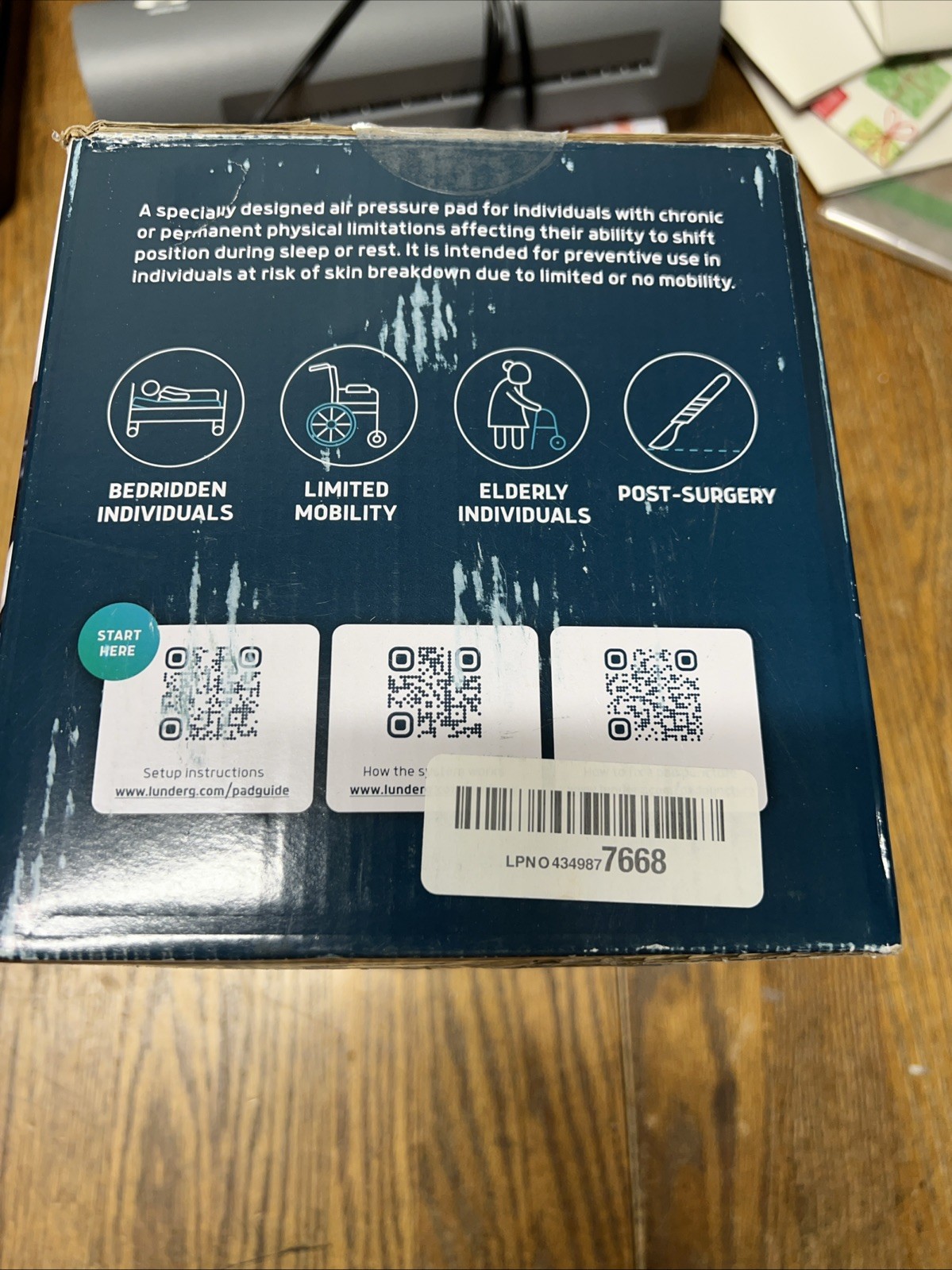 Lunderg Alternating Air Pressure Mattress Pad Pressure Ulcer Prevention NEW