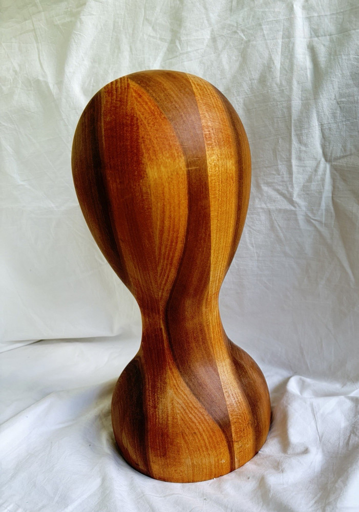 Abstract Solid Wood Head - Hat and Wig Display Stand - 15"