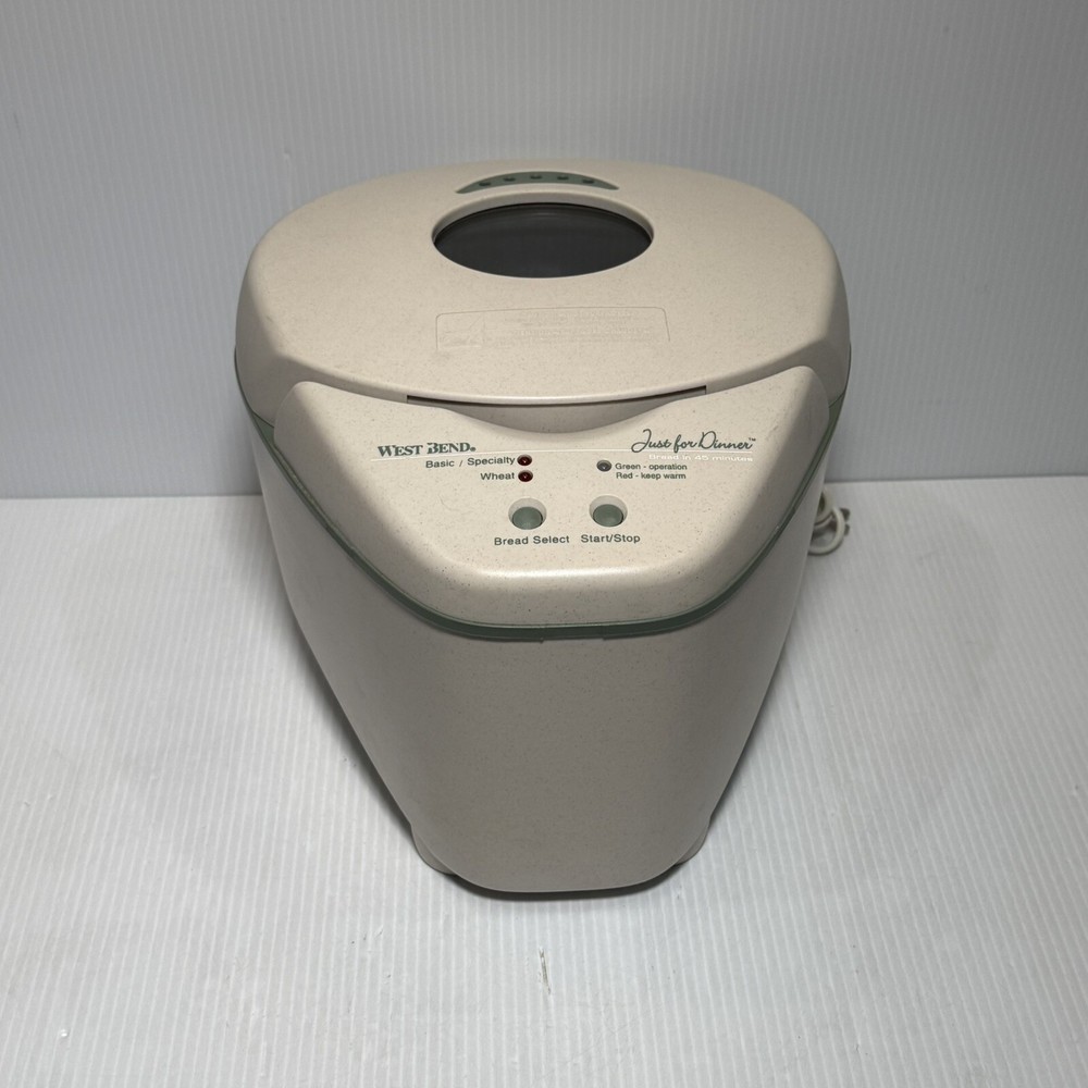 WEST BEND JUST FOR DINNER AUTOMATIC BREAD MAKER MACHINE MODEL 41077 WORKS GREAT!
