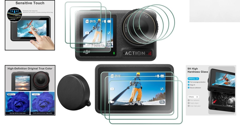 Comprehensive 10PCS Action Camera Protector Kit with Silicone Cap - Bubble Free