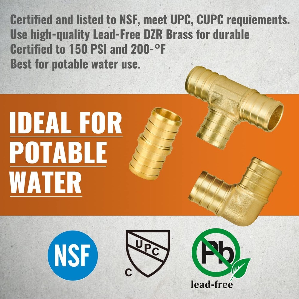 36-Pack 3/4" PEX Fittings, 12 Each Elbow Tee Coupling