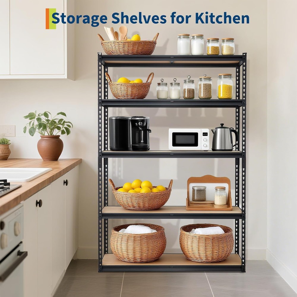 Adjustable 5-Tier Storage Shelving Unit Metal Garage Storage Rack 2500LBS Load