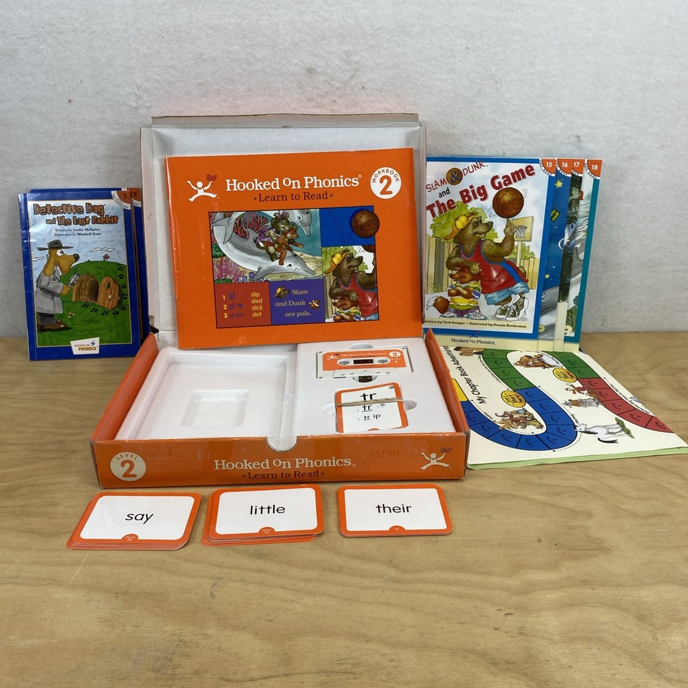 Hooked On Phonics Learn To Read Level 2 Audio Tapes Flash Cards Orange Workbook