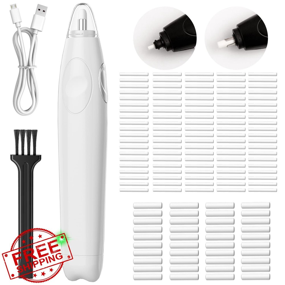 Rechargeable Electric Eraser Kit 140 Refills White Automatic