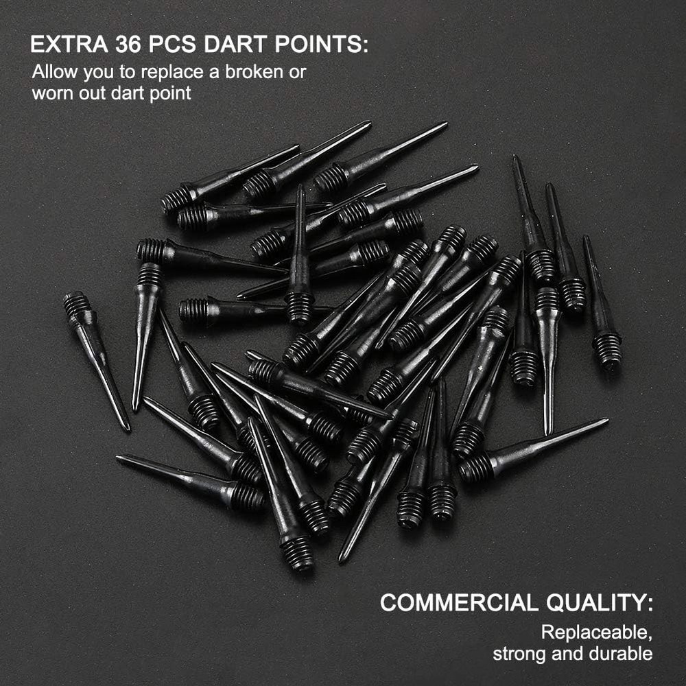 12 Pcs Soft Tip Darts Set, 14G Plastic Tipped Darts with 36 Replacement Tips