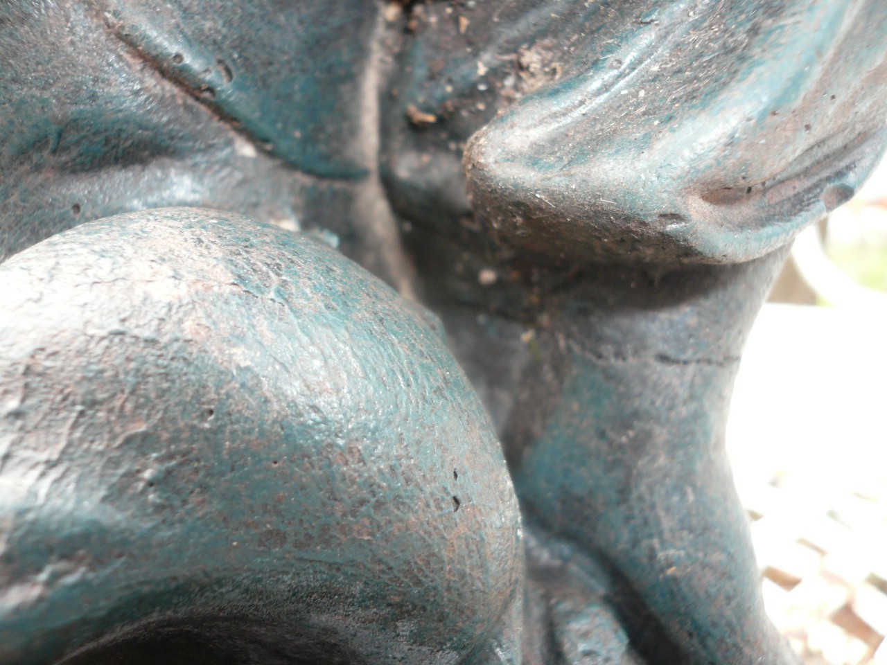 EXQUISITE MAIDEN ROCK SEASHELL VINTAGE CEMENT/CONCRETE GARDEN ORNAMENT 16" TALL