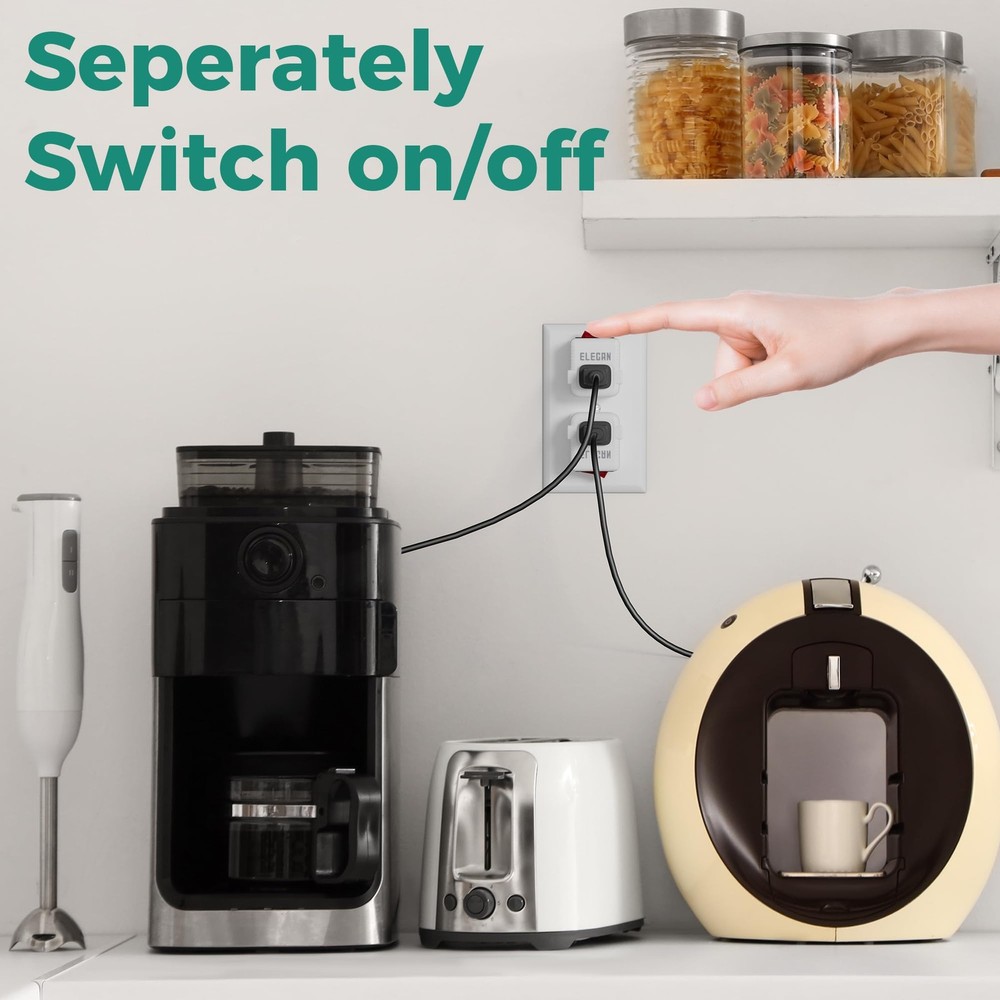 2 Prong Outlet Extender with On/Off Switch 2 Pack, Power Switch Outlet Adapte...