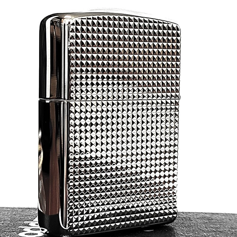 Zippo Armor Fine Lattice Diamond Silver Etching Brass 2 Sided Processing Lighter