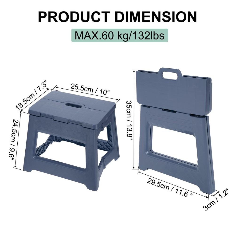 9" Folding Step Stool for Adults 132 lbs Capacity Blue