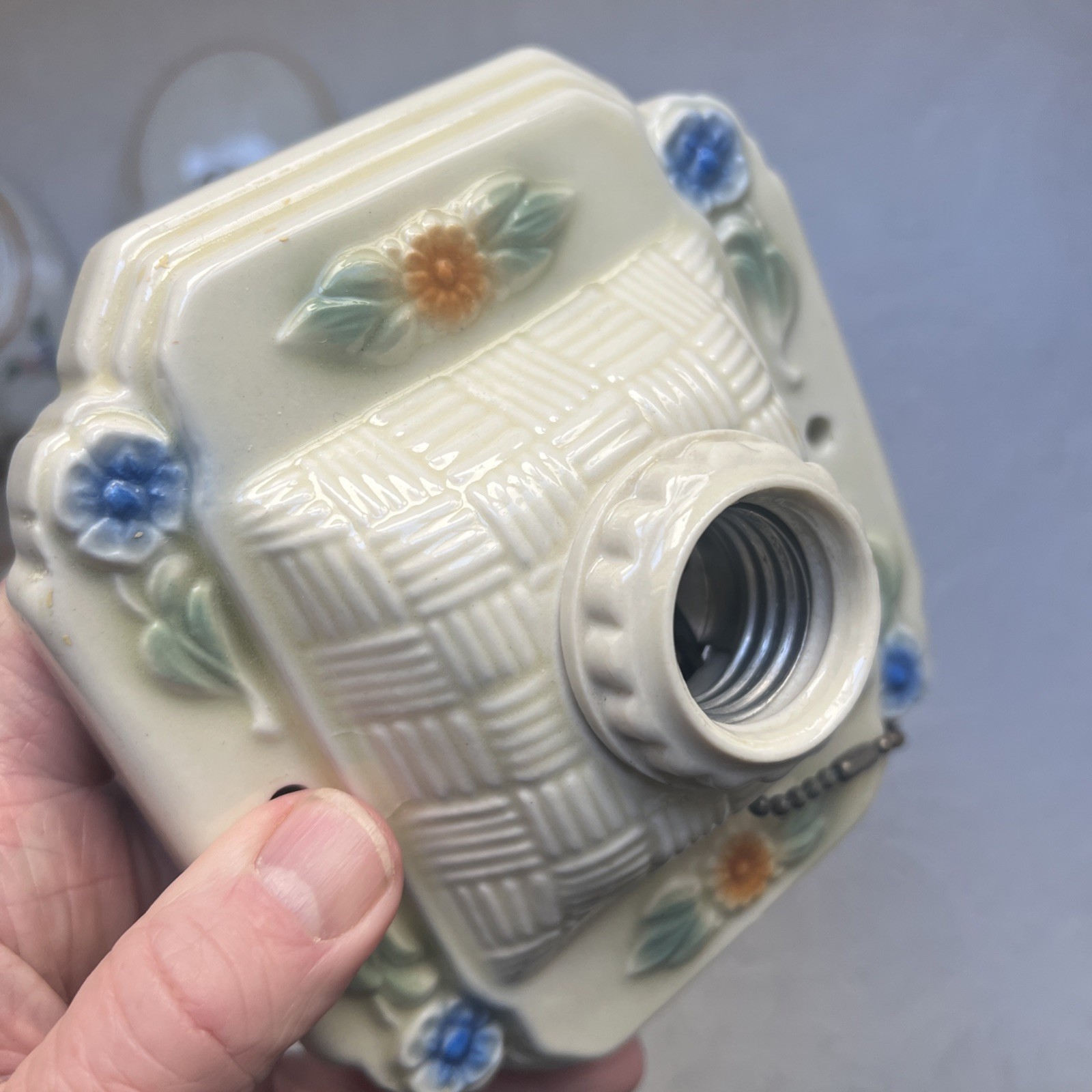 4 Antique Wall Light Sconce & Fixtures - 1 Porcelier #7H