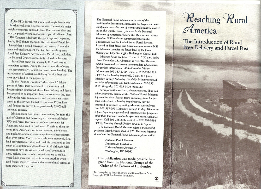 Reaching Rural America Evolution Rural Free Delivery James & Donald Bruns 1998